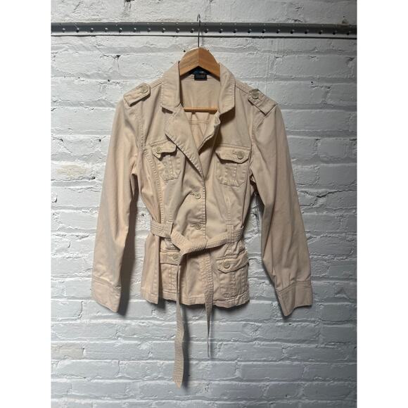 Y2K French Cuff Khaki Belted Jacket Size M/L - Picture 7 of 8